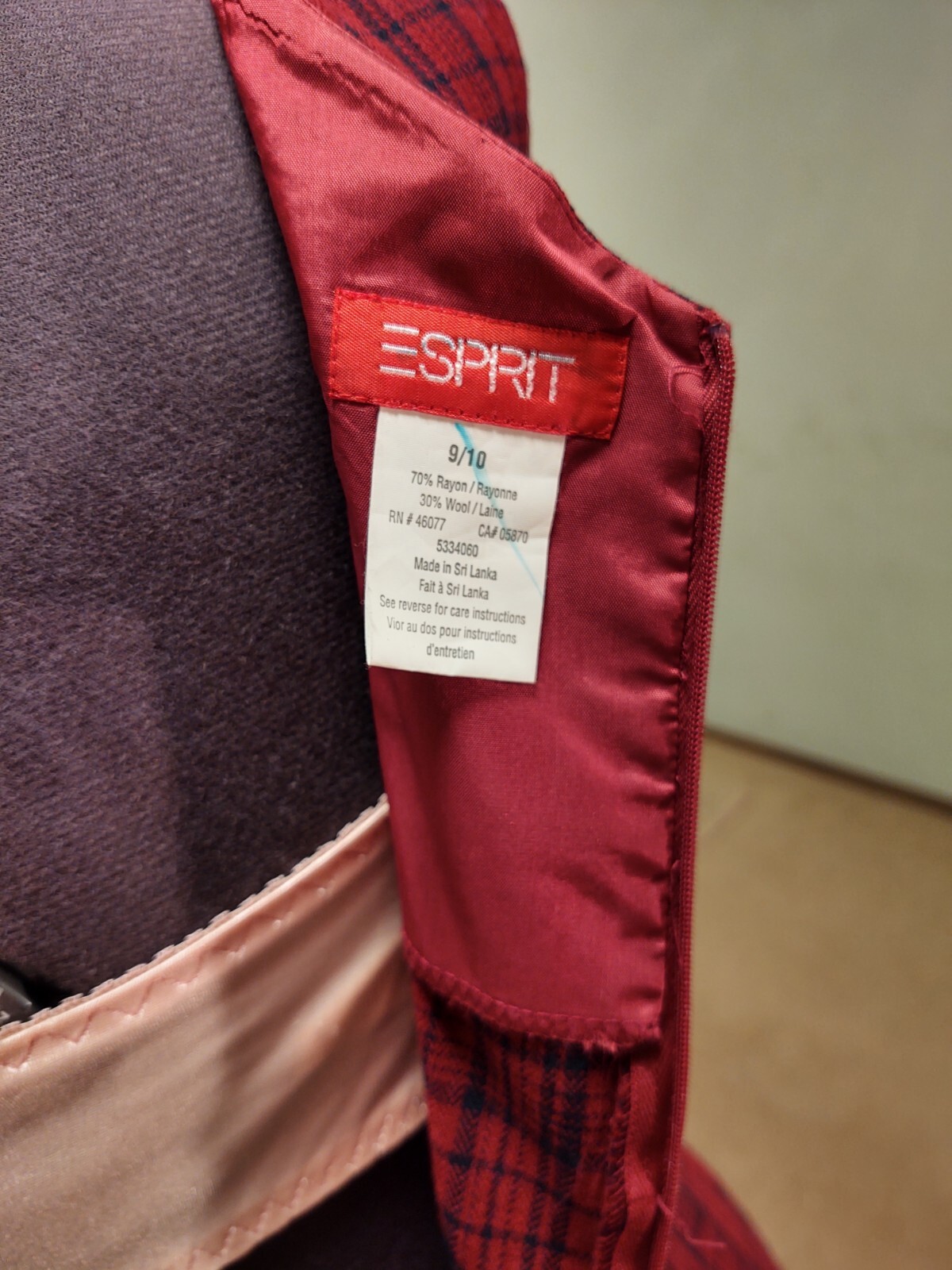 Esprit Red And Blue Plaid Dress Vintage Size 9/10
