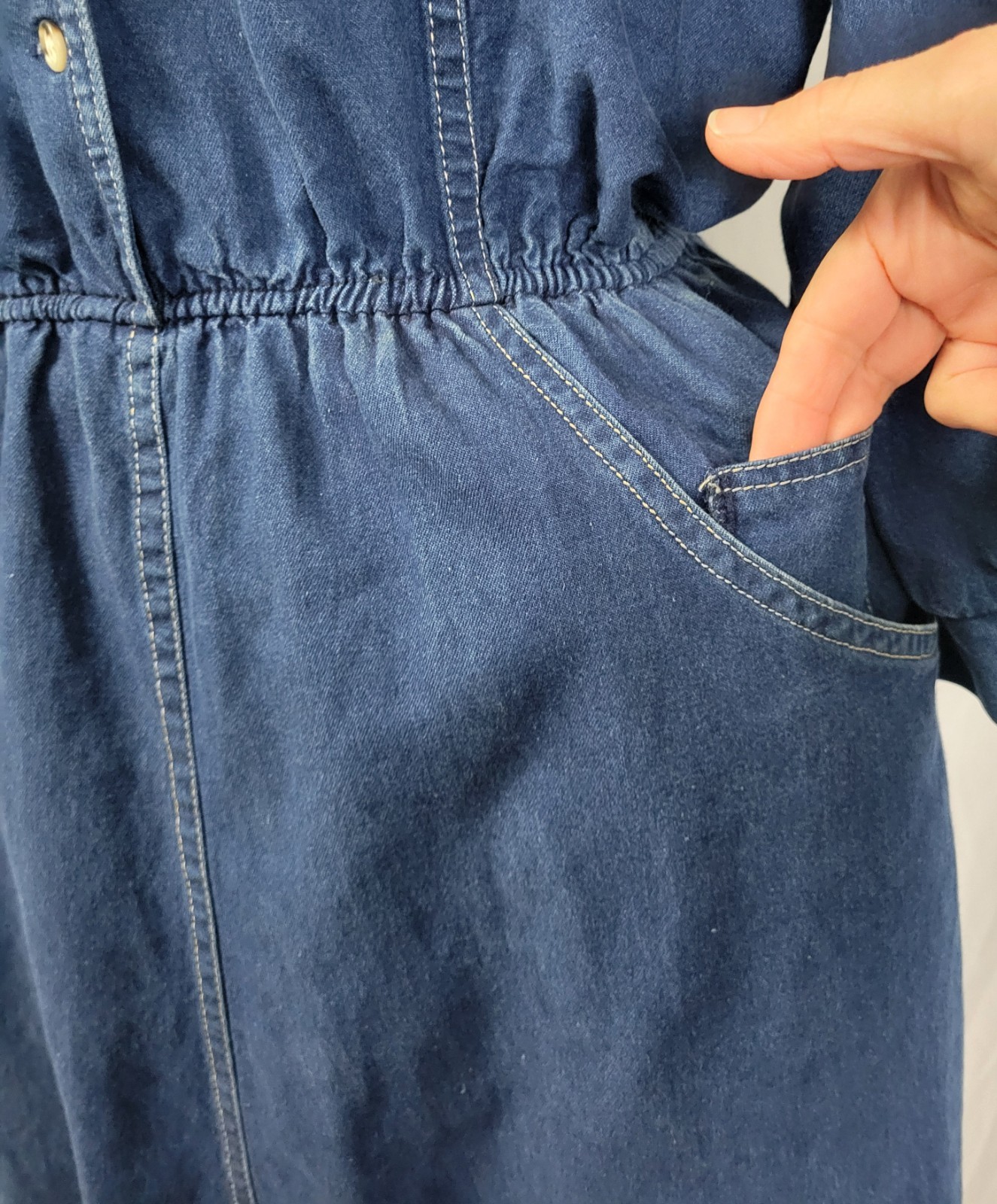 Vintage Kay Brandon for H & A Denim Shirt Dress w Elastic Waist Size M/L?