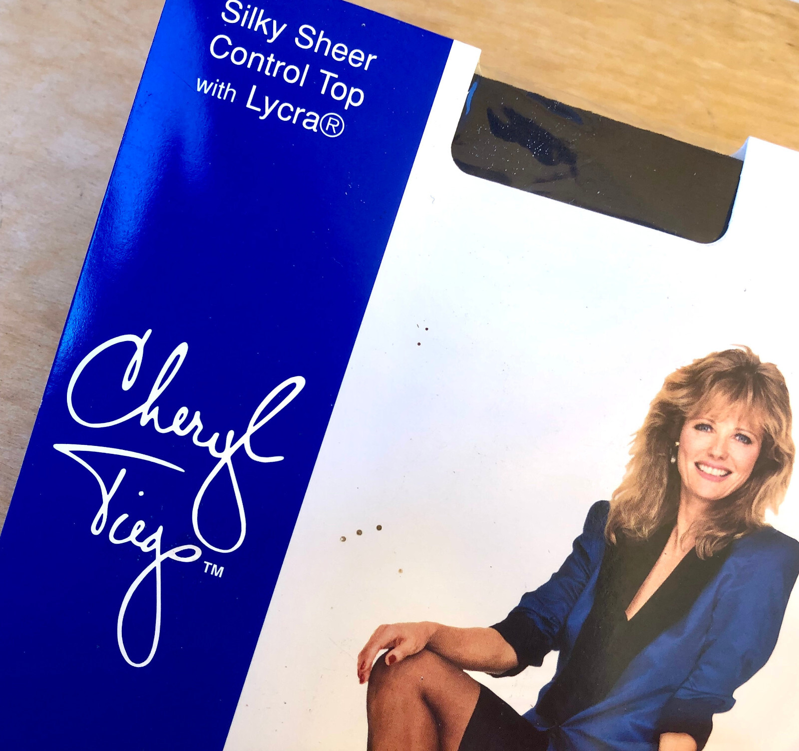 Vintage CHERYL TIEGS Pantyhose Control Top Nylons Size Q NAVY Silky Sheer