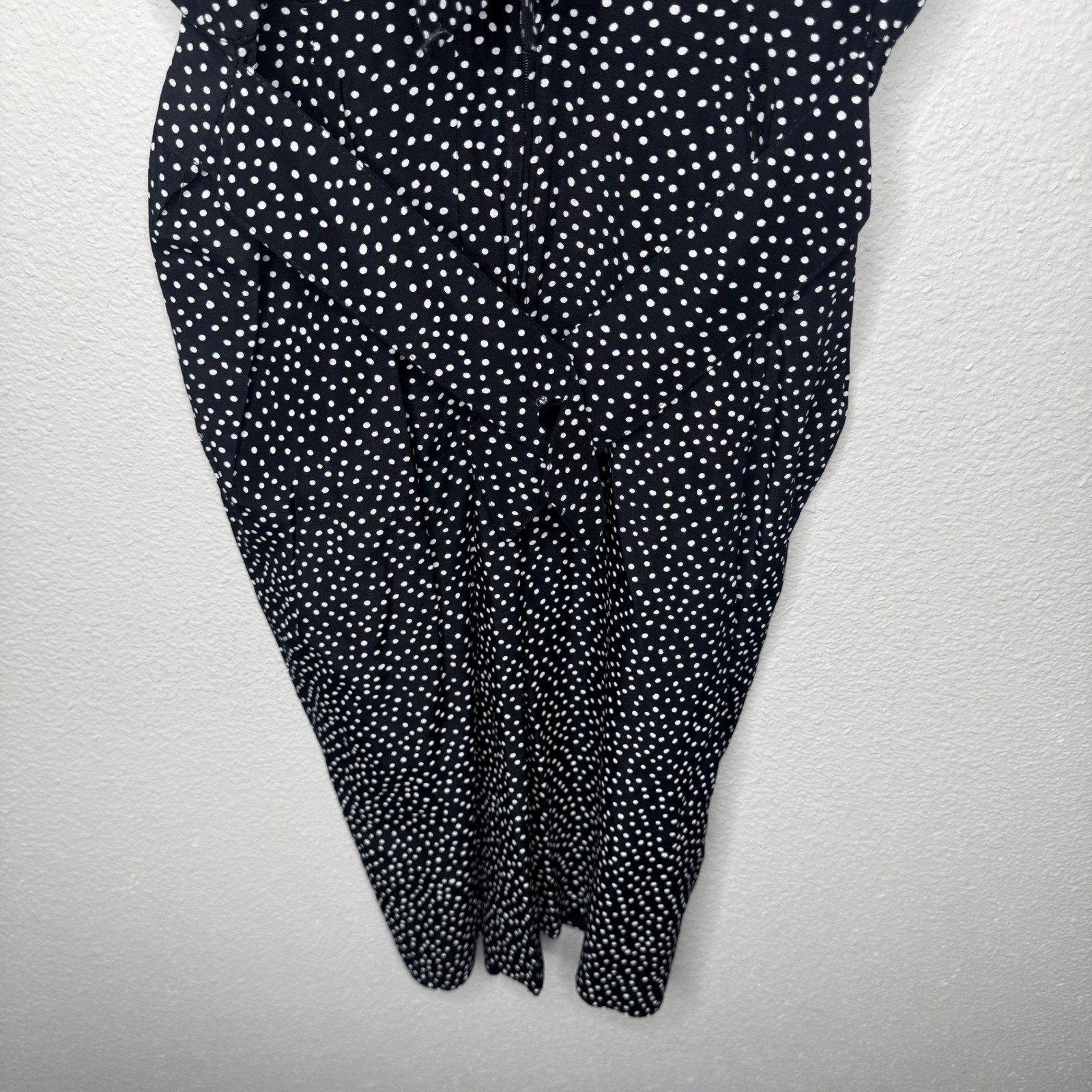 David Benjamin Vintage 80s Polka Dot Open Back Dress Black White Size 9/10 Pinup