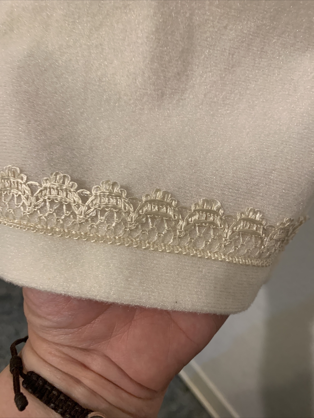 Vintage Vassarette Half Zip Cream Long Maxi Bathrobe Robe L Large With Lace 80’s