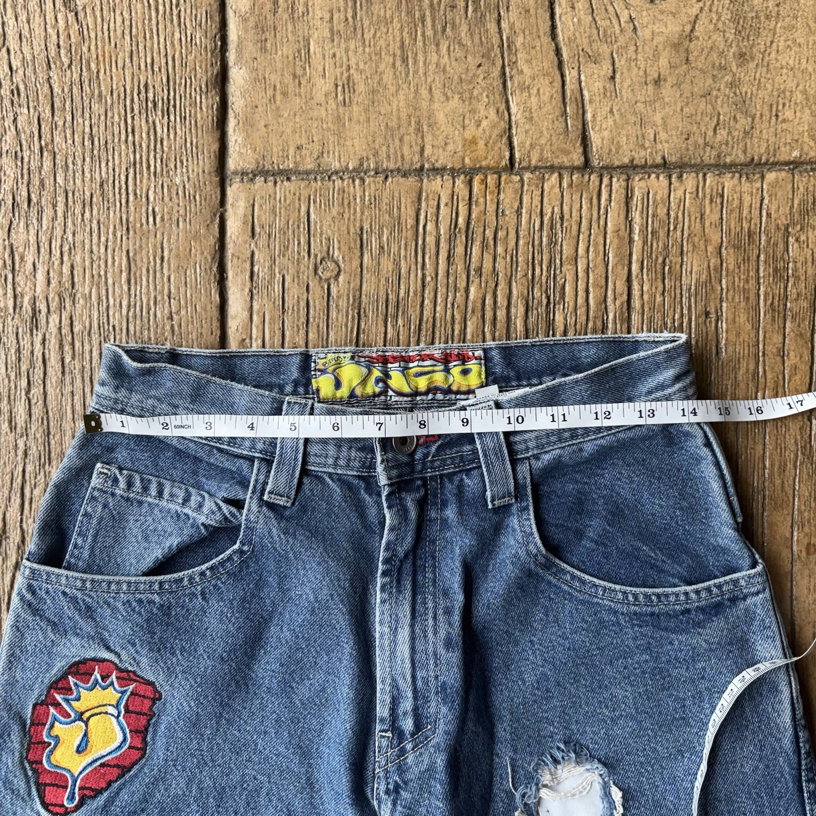 Vintage JNCO Jester Denim Jeans Skirt USA Y2K Wide Leg Pants Skater 28×27 Womens