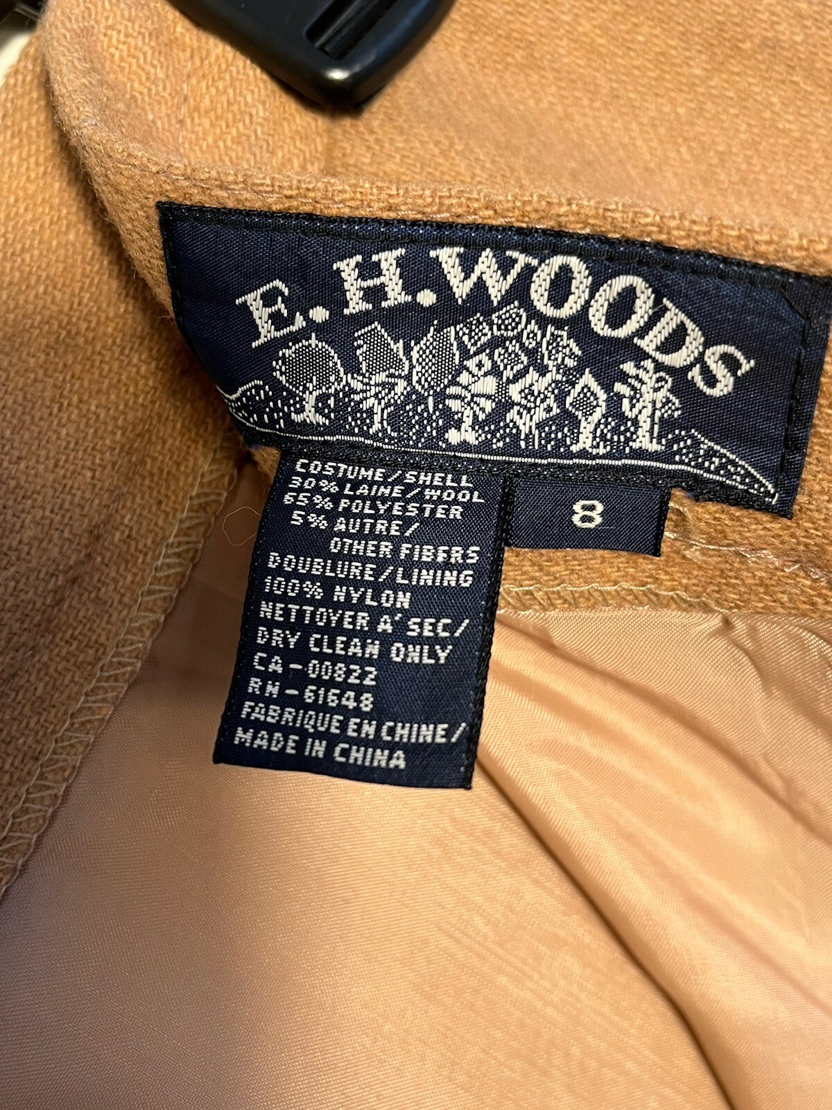 E.H. Woods Wool Tan A-Line Skirt VTG