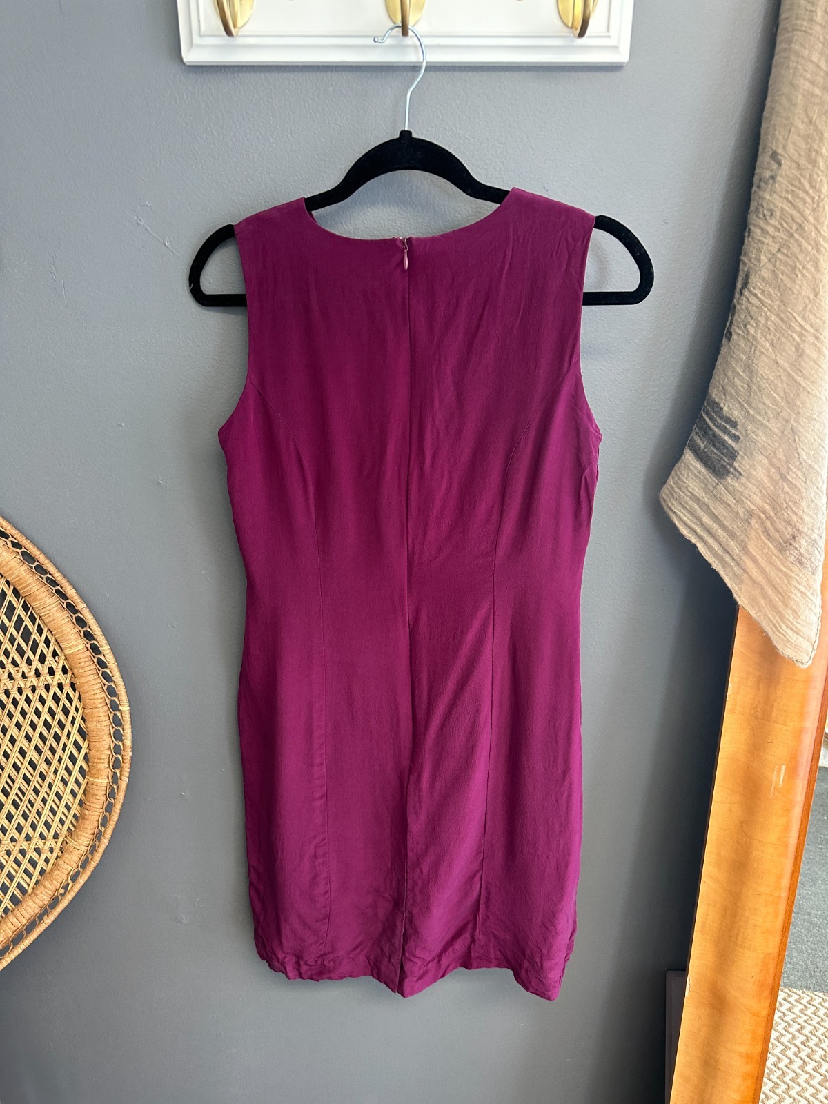 Vintage 100% Silk Stephanie Andrews Womens Size 8 Dress Suit Jacket Magenta 2 Pc