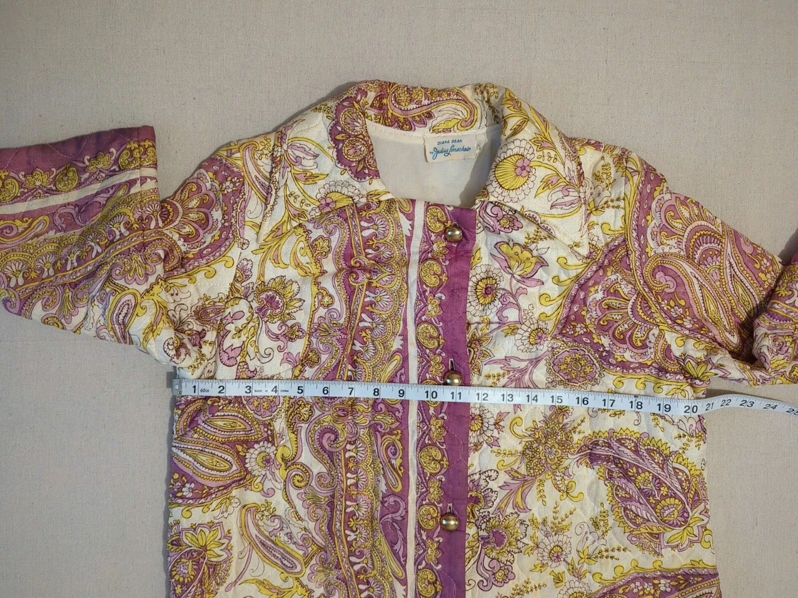 Vtg 1960’s Diana Dean By Julius Lonschein Quilted Coat Size Lg • Light Weight