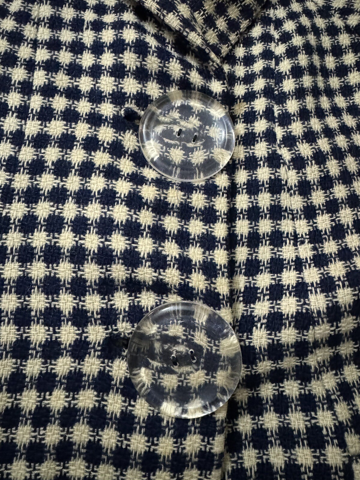 30s 40s 50s Fillmoor Plaid Coat Jacket Medium M Bakelite Clear Celluloid Buttons