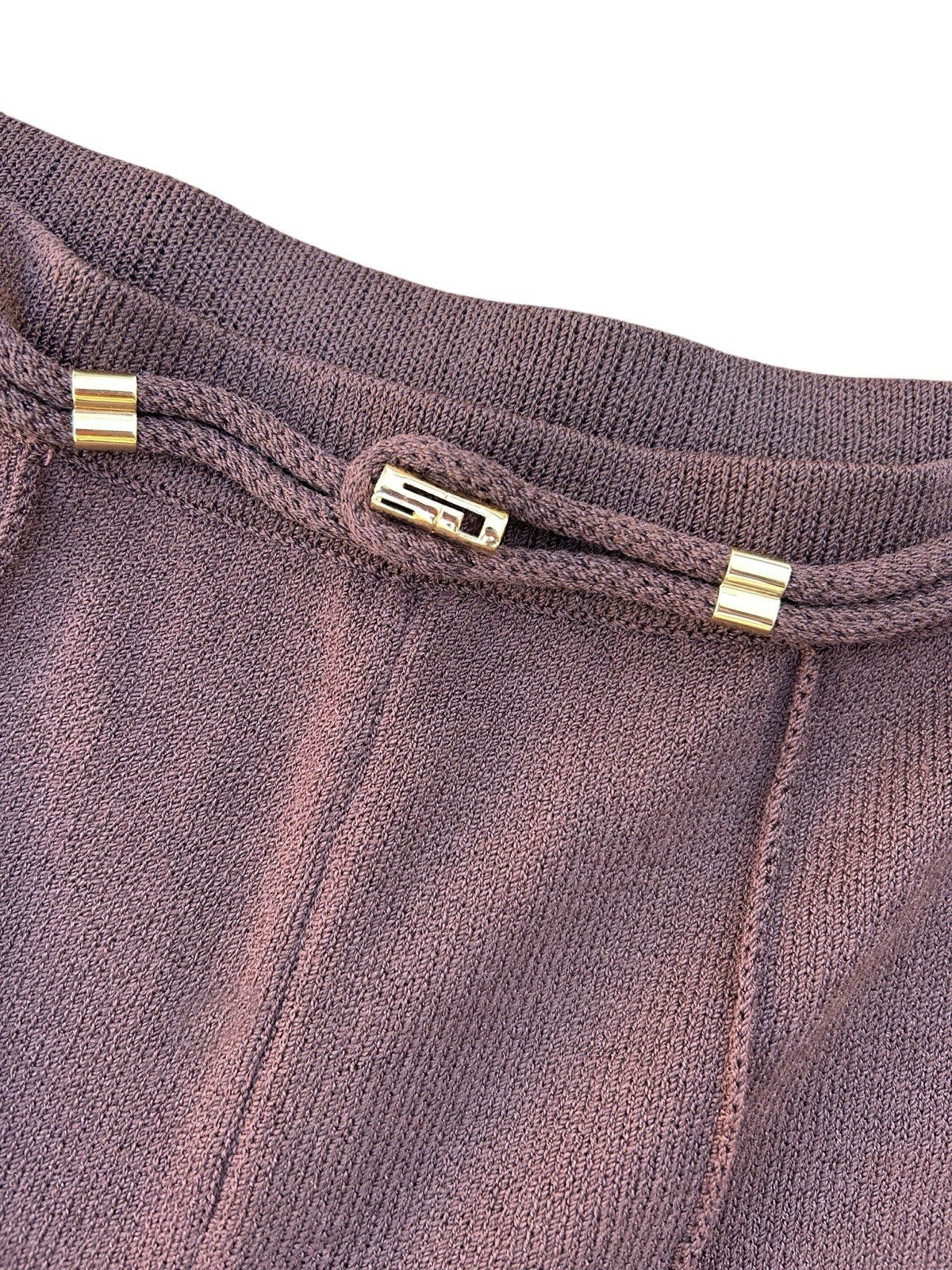 Vintage ST. JOHN MARIE GRAY Brown Knit Logo Slacks Sweater Pants Old Money 8