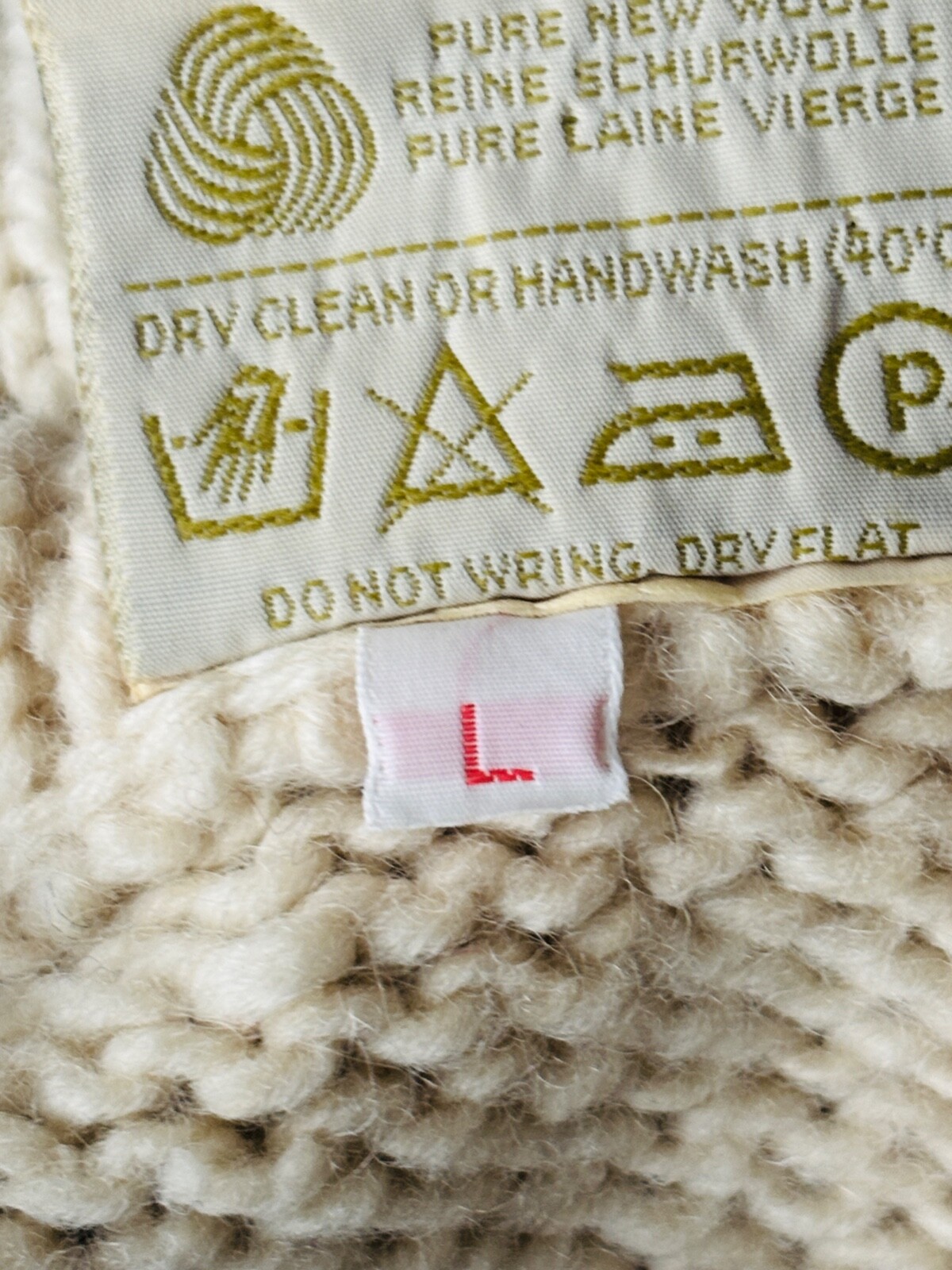VTG GAELTARRA CREAM GRAY&TAN ARGYLE FISHERMAN HAND-KNIT IRISH WOOL SWEATER*W M/L