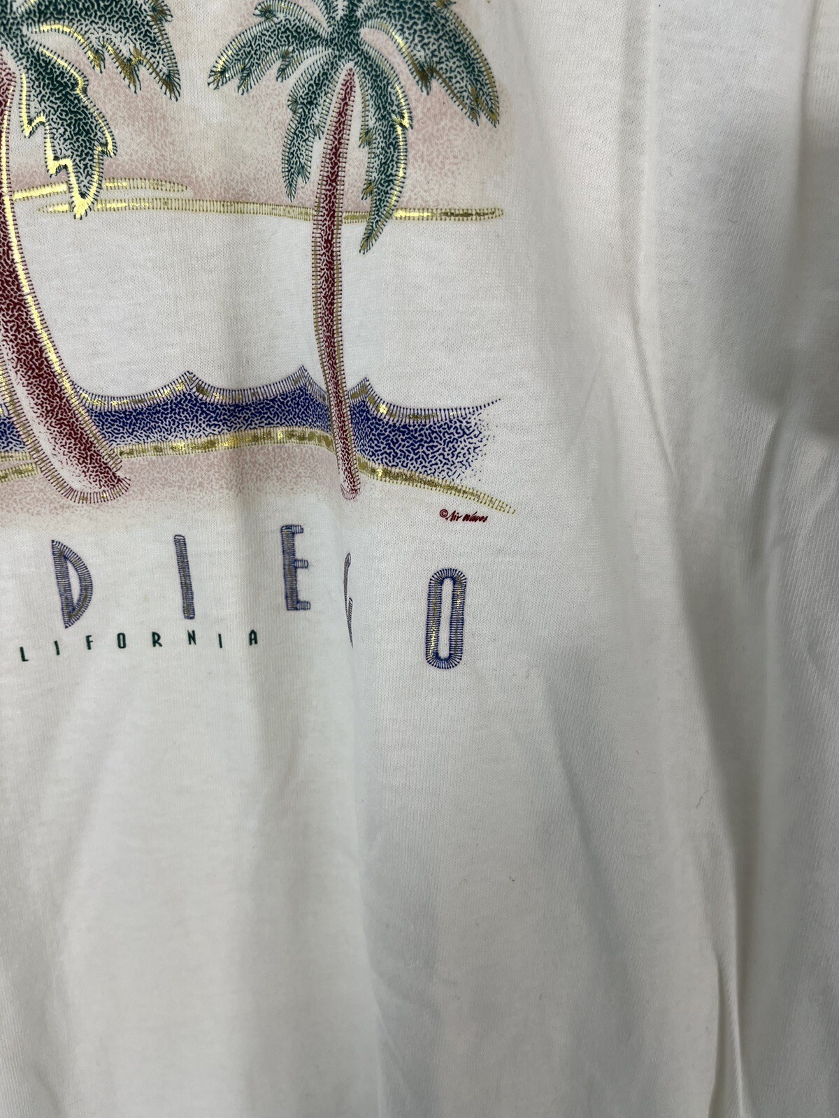 NOS Delta Pro Weight T Shirt Sz Large San Diego CA Short Sleeve Palm Trees