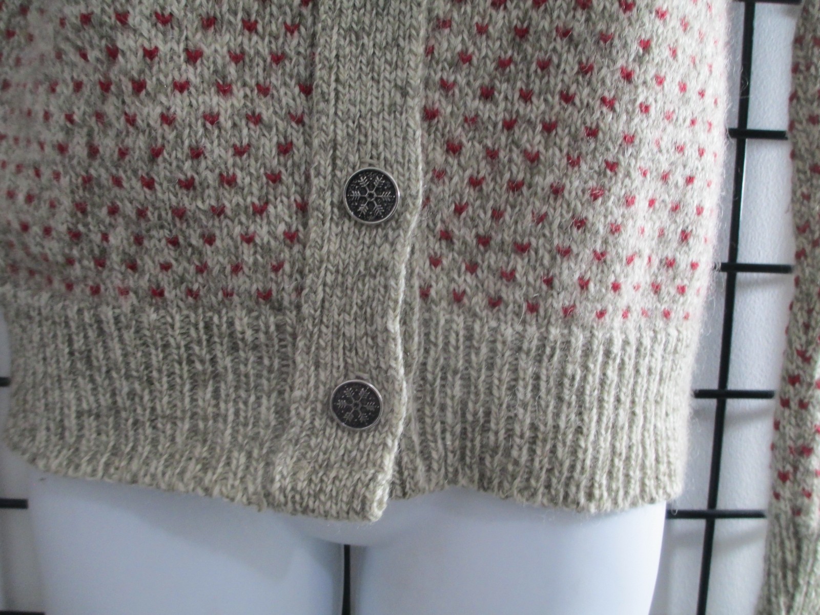 „VINTAGE” L.L. BEAN 🌸 XS / SMALL==BEIGE & RUST / WOOL BLEND / CARDIGAN SWEATER