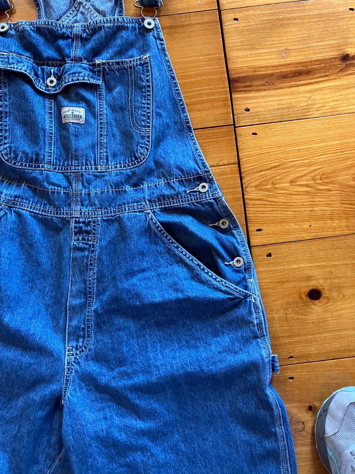 VINTAGE~OLD NAVY ~Carpenter Blue Cotton Denim Bib Overalls~Wide Leg~FARM CORE~XL
