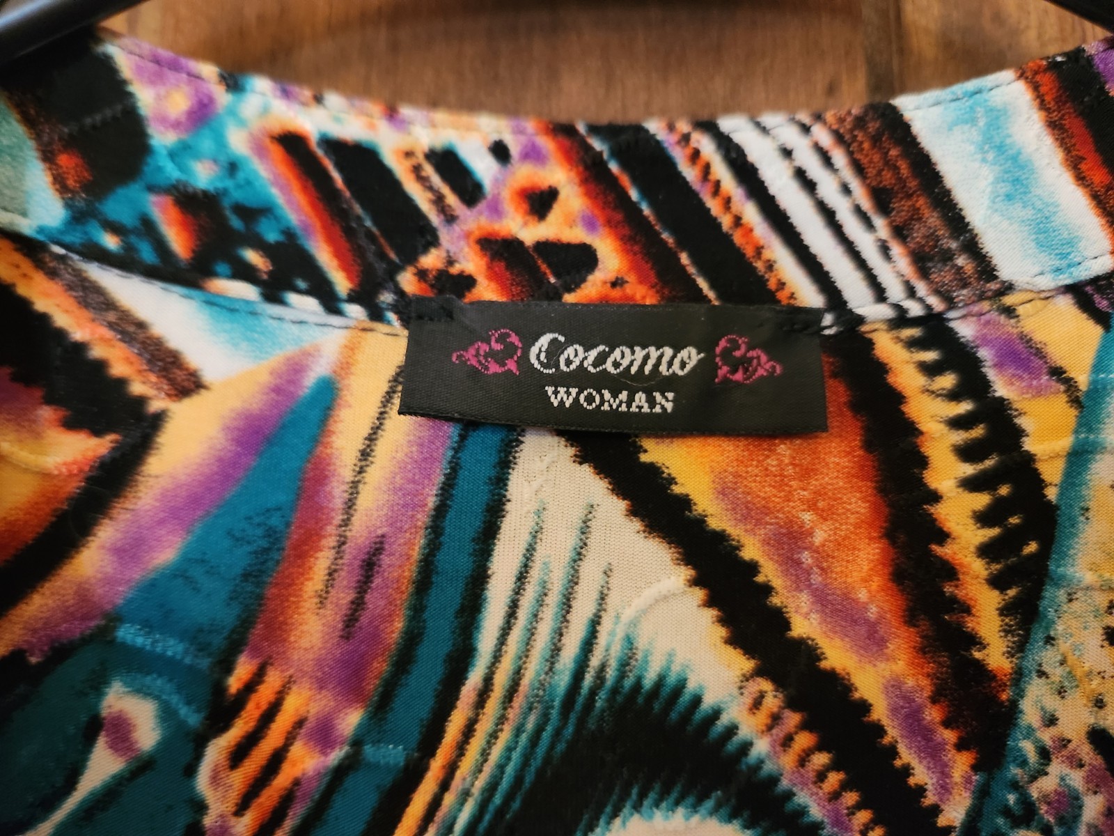 Cocomo Vtg Womens Swirl Abstract Top Sz 2X Groovy Boho Hippie Beautiful Colors