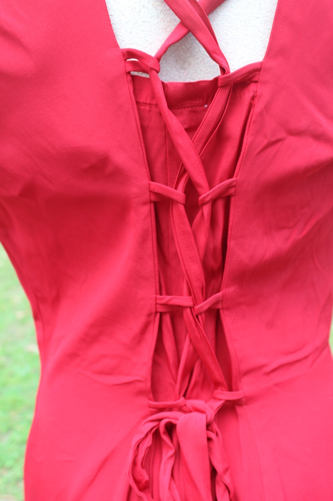 Vintage 80s 90s Deep Red Corset Back Casual Party Dress By Rampage Size Medium