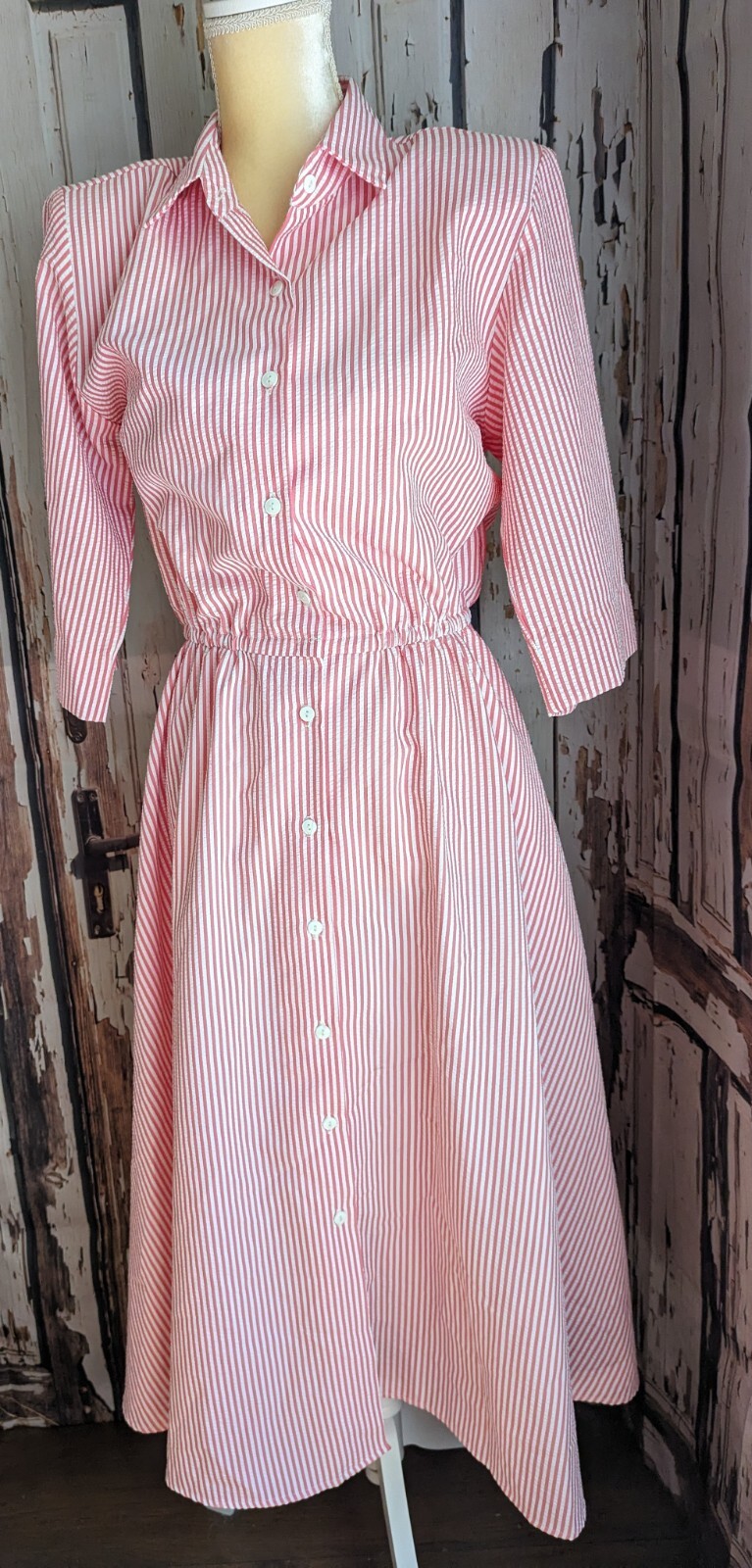 Vintage The Tog Shop Candystriper Buttondown Shirt Dress 10