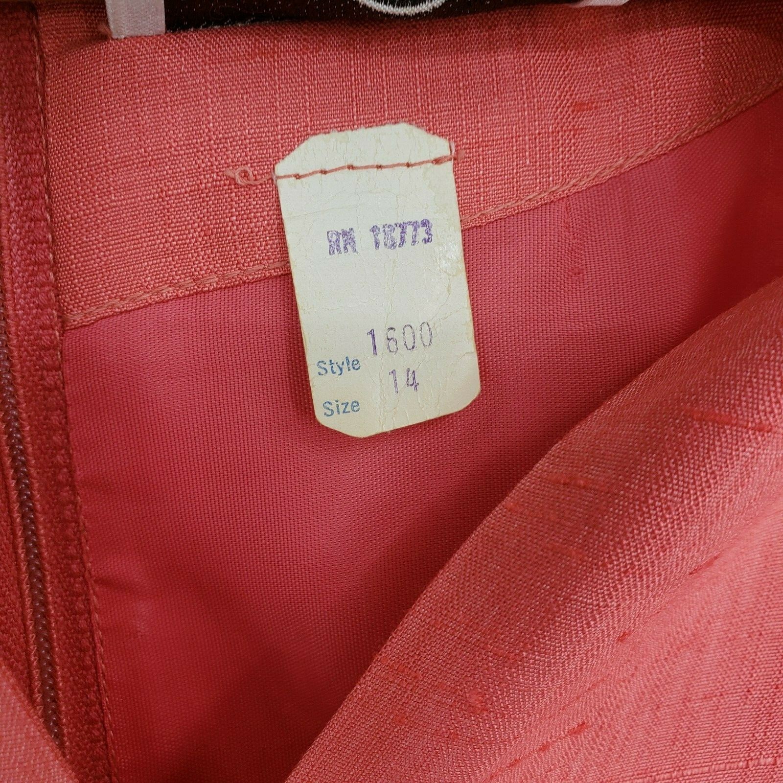 Vintage Pat Premo Raw Silk Dress Womens 14 Salmon Peach Sleeveless