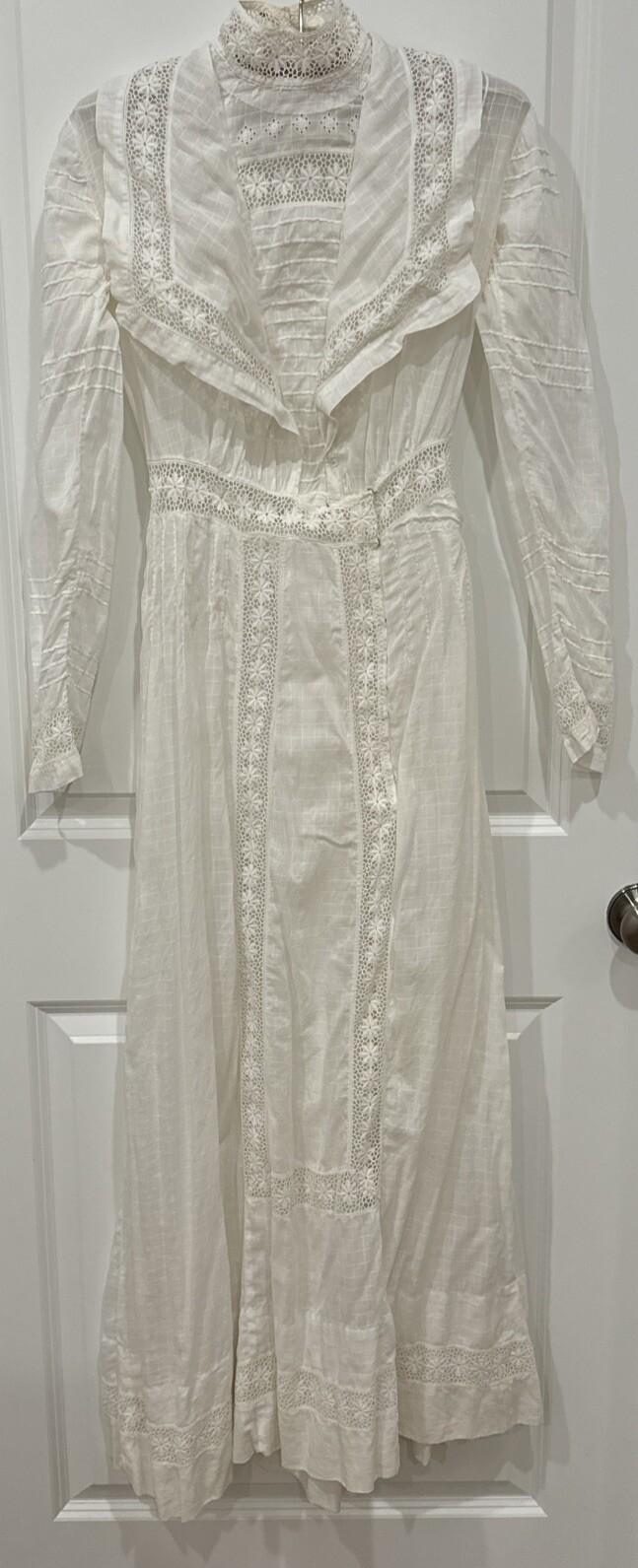 Antique Vtg Edwardian Victorian Lace Cotton Tea Lawn Dress