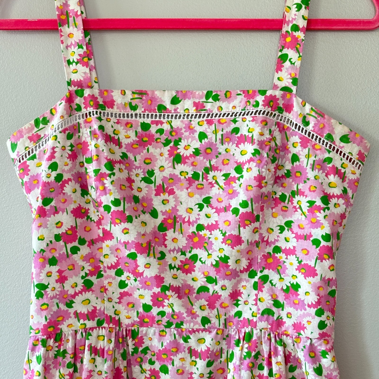 VTG Lanz Originals Pink Floral Dress Cottagecore Dress Sundress sz S/4 DARLING!