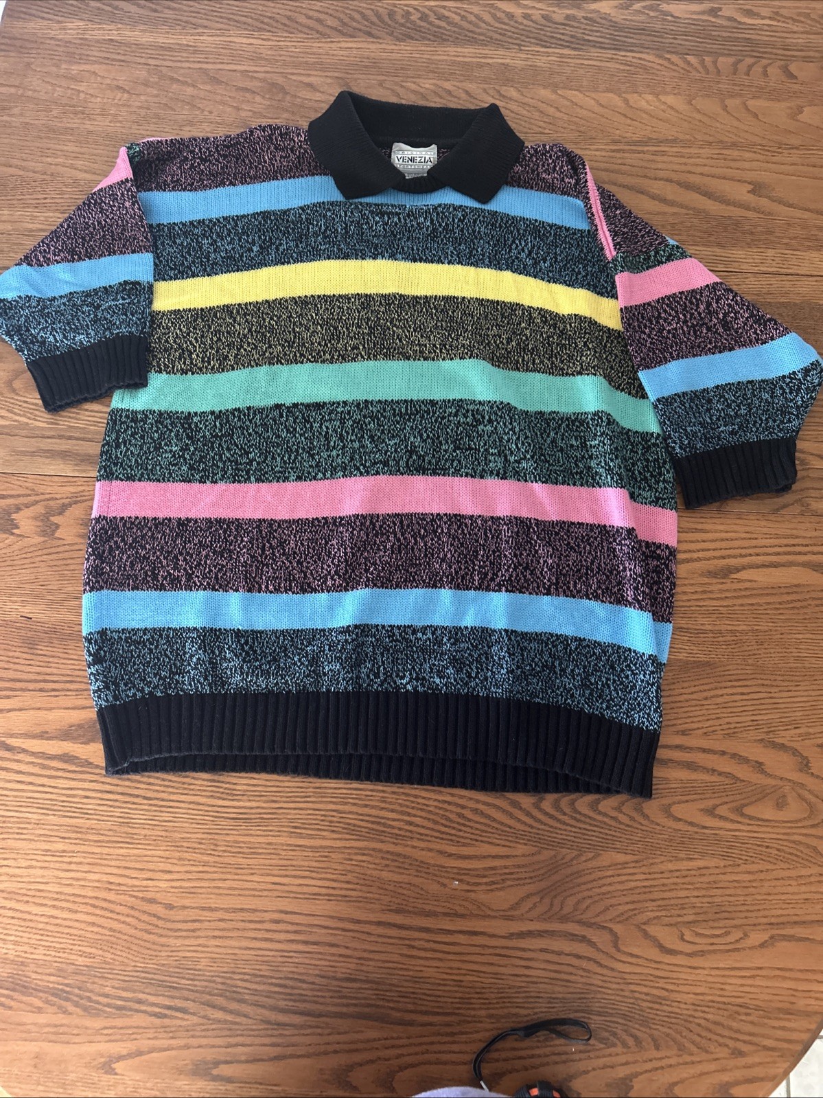 Vintage Venezia Original Sportswear Striped Knit Pullover Sweater. One Size.