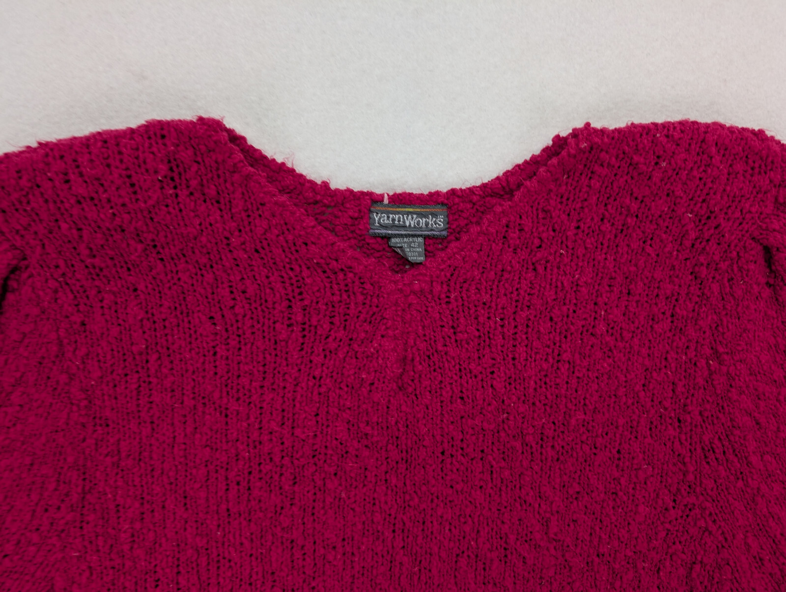 Yarnworks Vintage 90s Women’s Sweater Size 42 Raspberry Pink Short Sleeve