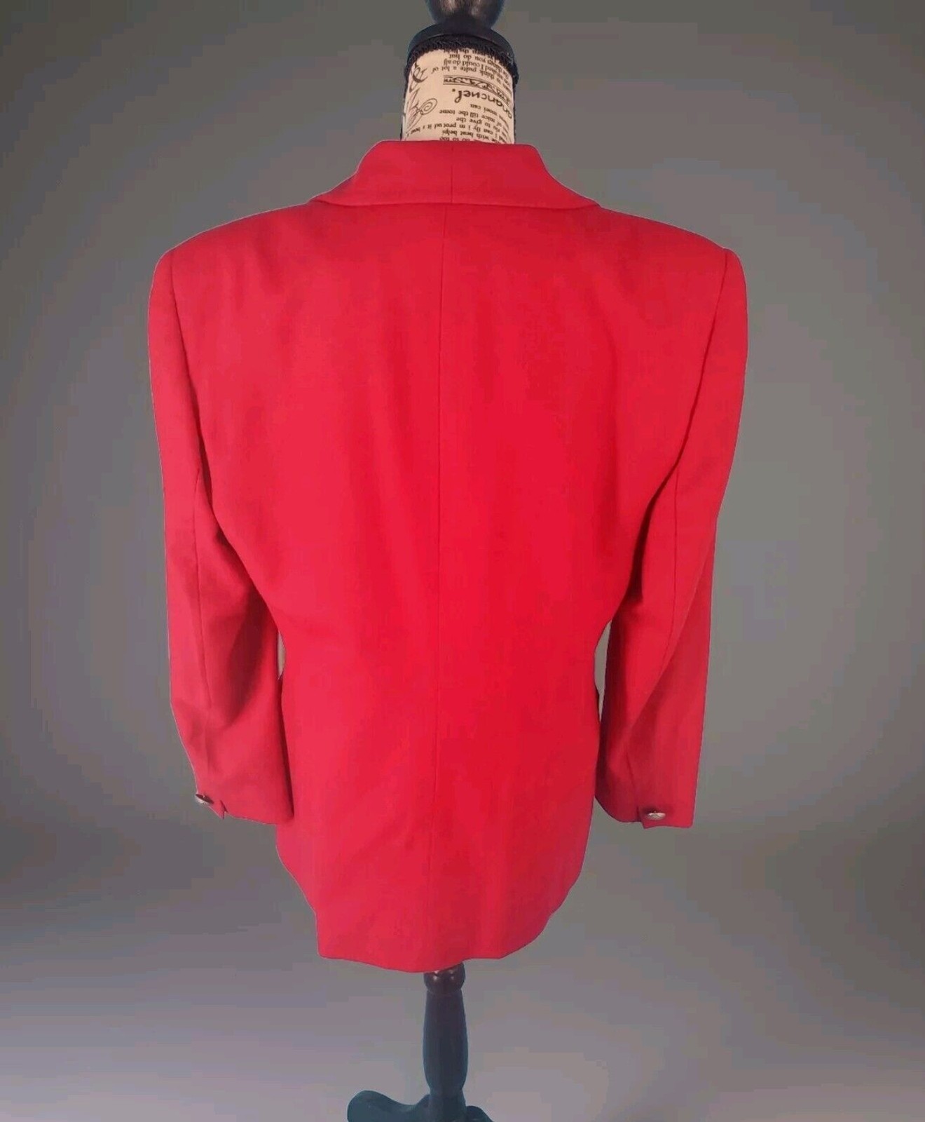 Saville Woolmark Jacket Blazer Red Sz 8 Vintage Lined Single Button Shoulder Pad