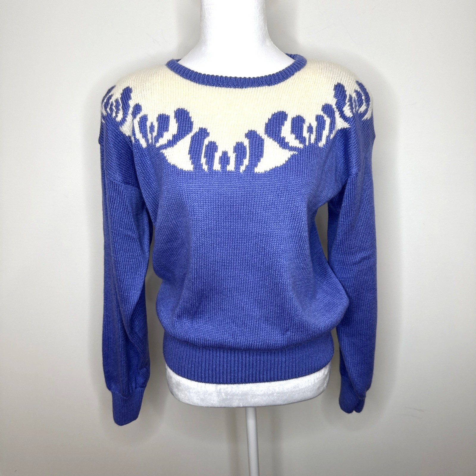 Vintage 80s 90s Sweater Womens S Purple Angora Wool Blend Cottage Boho Western