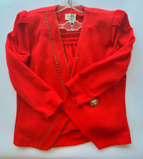 Vintage 90’s – Linda Hutley -Red Color Blazer & Skirt-Designer Jeffrey and Dara