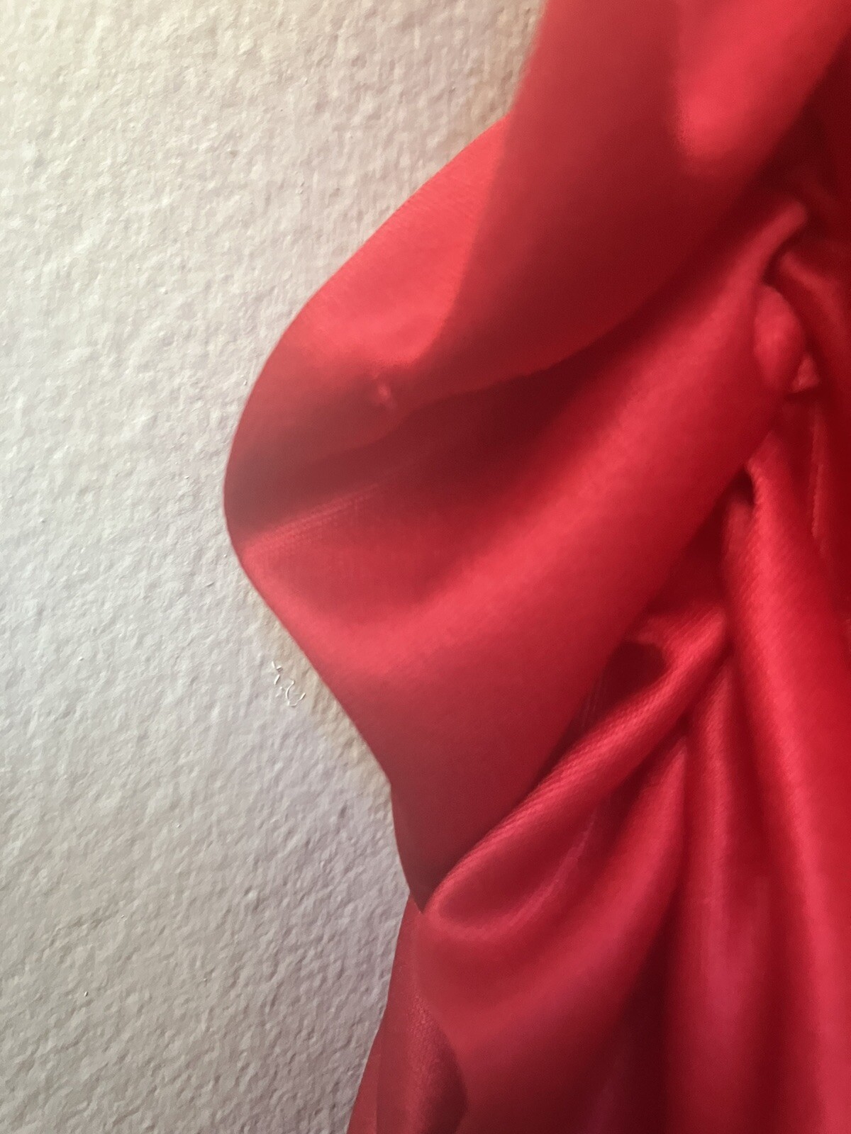 Vintage ’80s Mayvens Bright Red Prom Party Lace Sleeves Satin Ruching XS