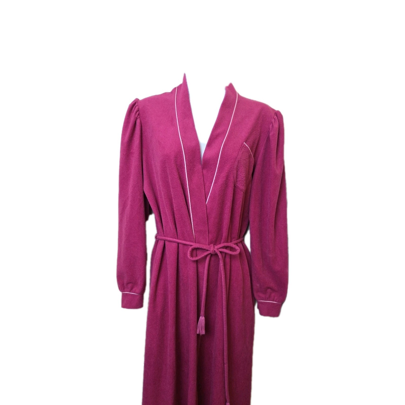 Vintage 70s Velour Robe Dressing Gown Hot Pink Fleece Size 13 Jennifer Dale