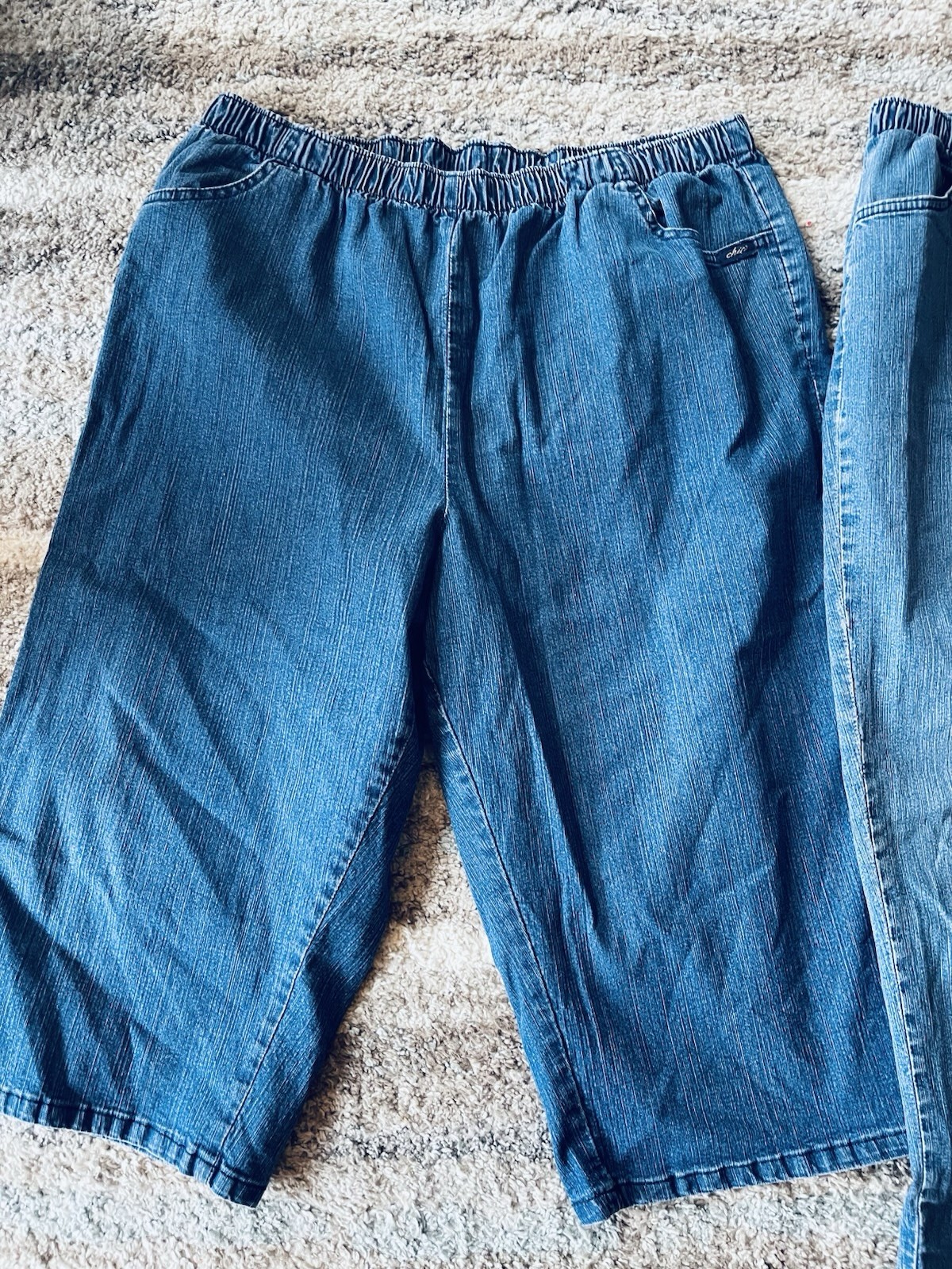 Vintage Chic Pull On Elastic Waist Ladies Pants Jeans Capri Denim Lot Size 22W