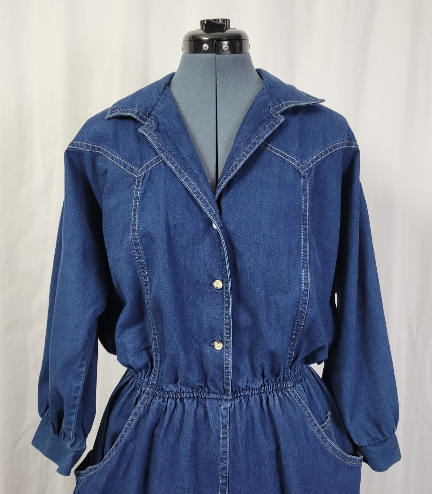 Vintage Kay Brandon for H & A Denim Shirt Dress w Elastic Waist Size M/L?