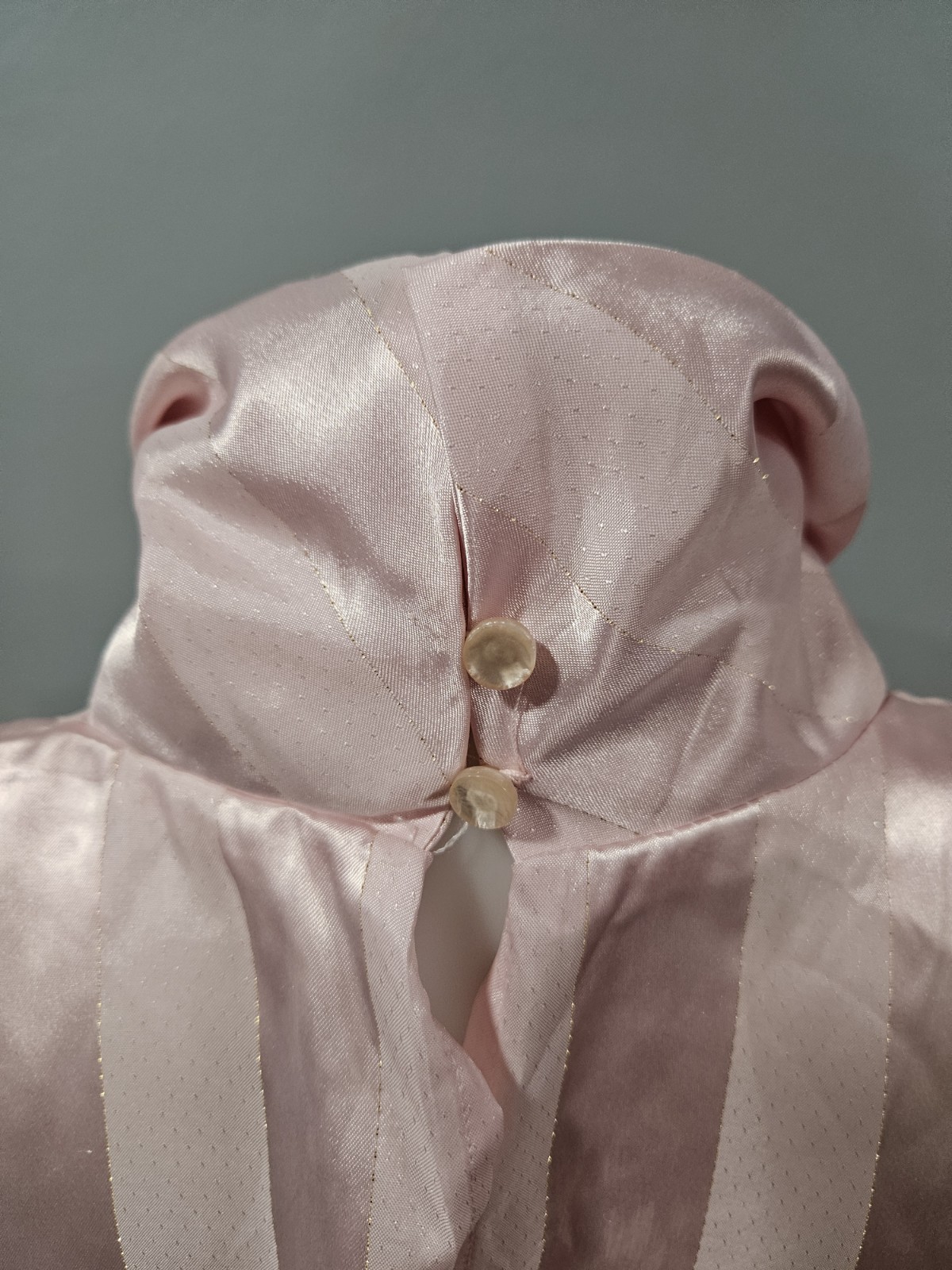 Cristina Vintage 80s Rose Pink & Cream Stripe Satin Blouse Sz Small