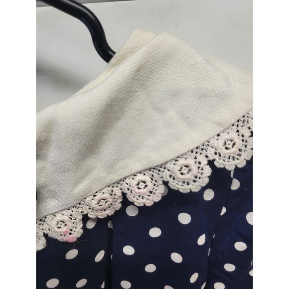 Vtg Homemade 70s Sailor Nautical poke a dot Dress small See Measurements