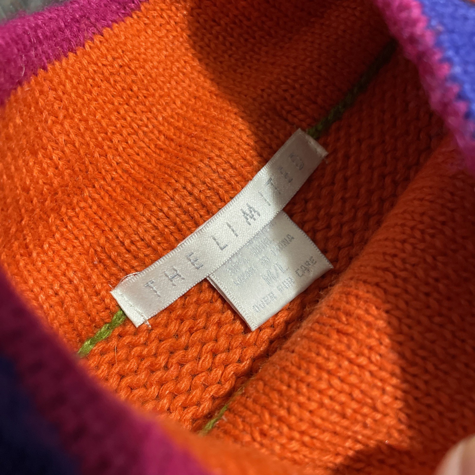 Vtg The Limited Sweater Wool Blend Tunic Vibrant Multi-Color Embroidery Size M/L