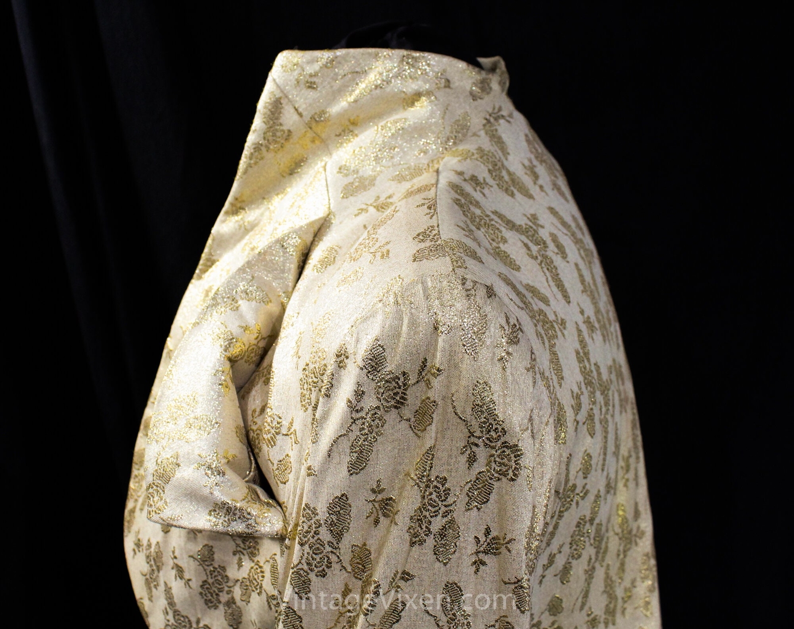 1950s Gold Lamé Jacket – Sexy 50s Metallic Glamour Girl Bolero – Small Bust 33