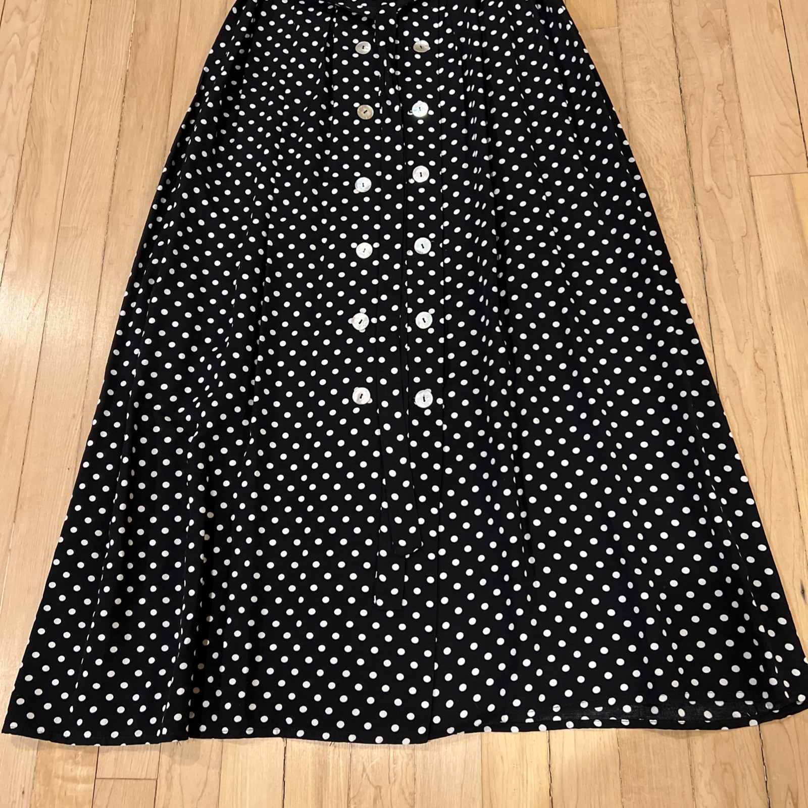 J.B.S. Ltd Black White Polka Dot Vtg Dress White Sailor Collar Sleeveless Sz 10