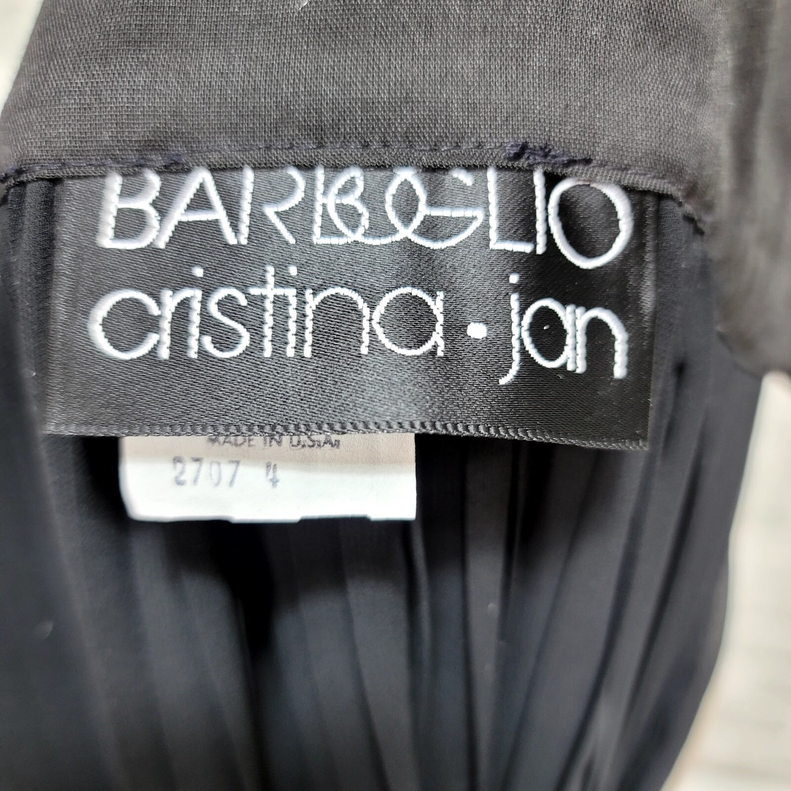 Vintage 80s Barboglio Cristina Jan Black Pleated Skirt & Sheer Blouse Set USA 4