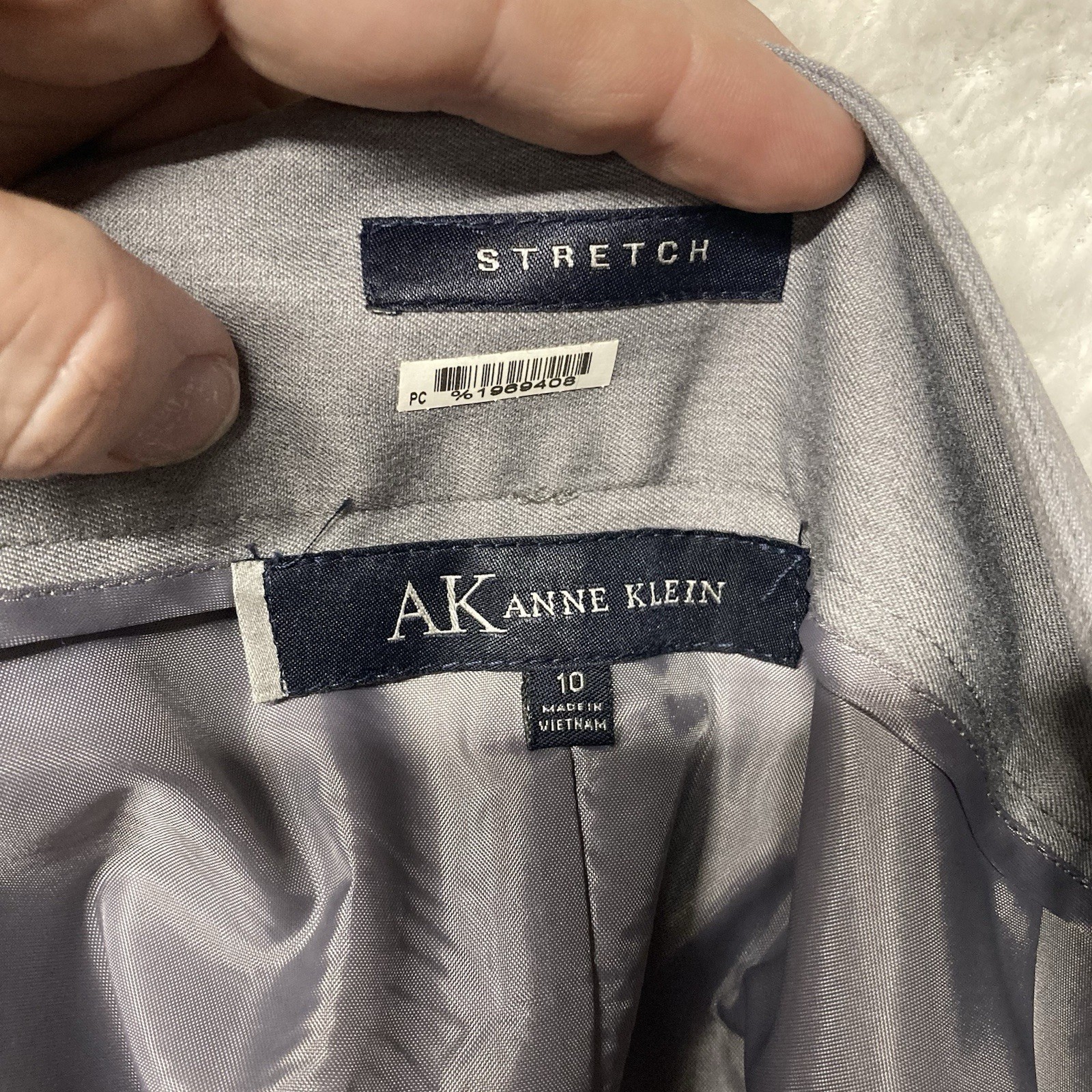 Skirt Suit Womens Size 10 Stretch Gray ANNE KLEIN 2 piece Professional Workwear