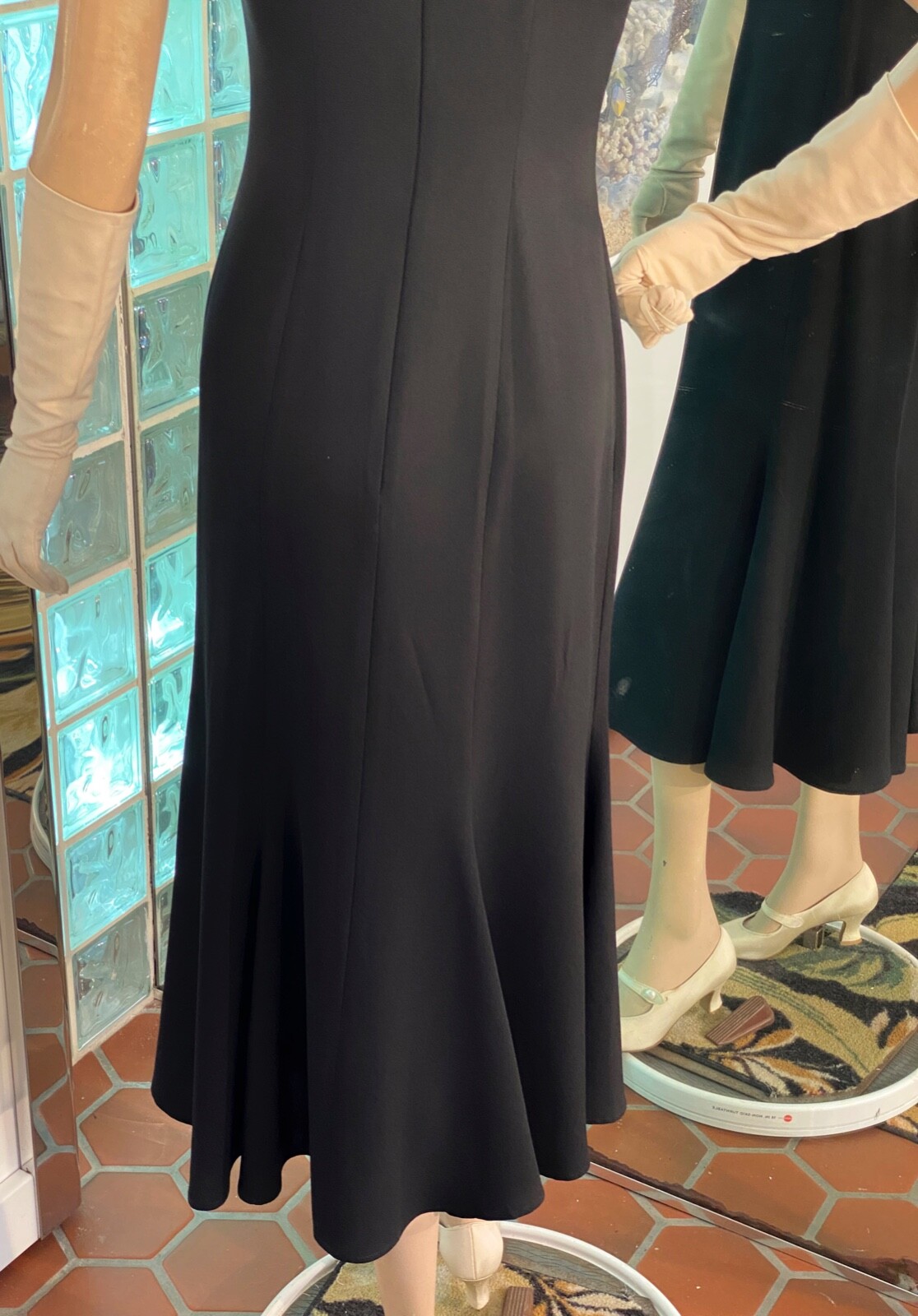 VTG Carol Little 4 Black / Embroidery Beaded 1940s inspired Key hole Back Dress
