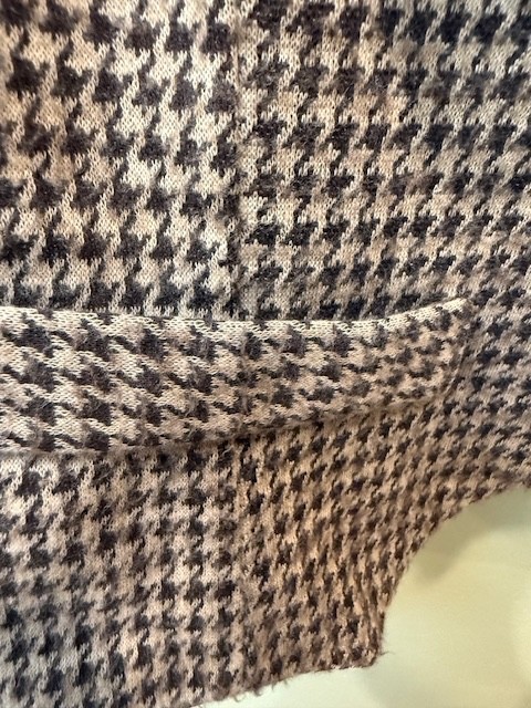 Vintage Ella Moss Mocha Brown Houndstooth Vest Shawl Collar 90’s Sz Medium