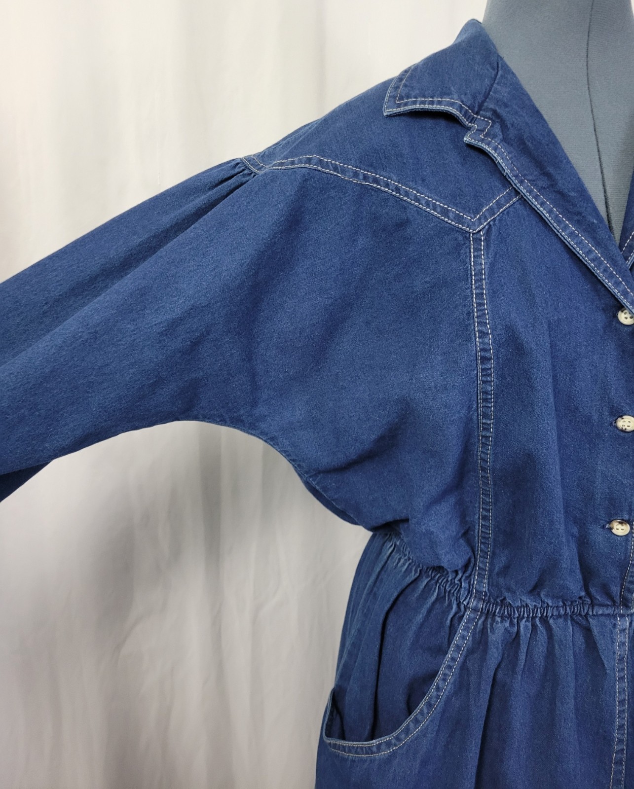 Vintage Kay Brandon for H & A Denim Shirt Dress w Elastic Waist Size M/L?