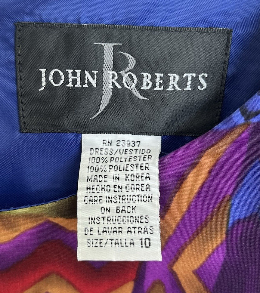Vtg John Roberts Career Dress Abstract Shift Dress Women 10 Art to Wear Business