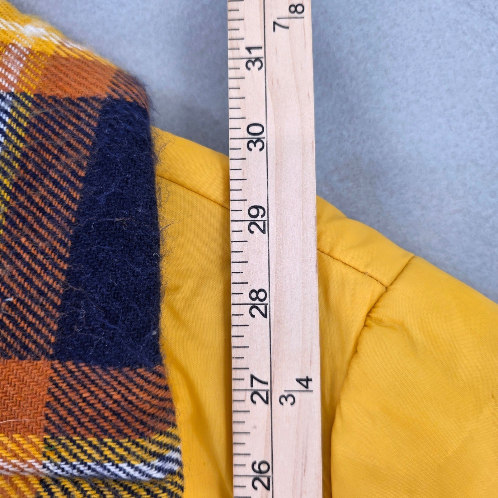 Vintage Aspen Skiwear Yellow Plaid Belted Parka Jacket Hooded 70s Sugarbush Tag