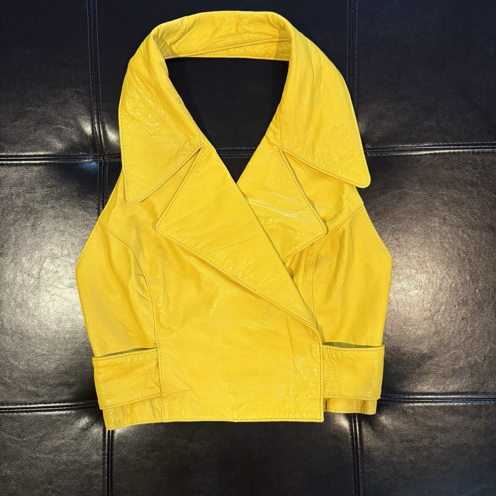 Vintage Tannery West Leather Yellow Crop Vest