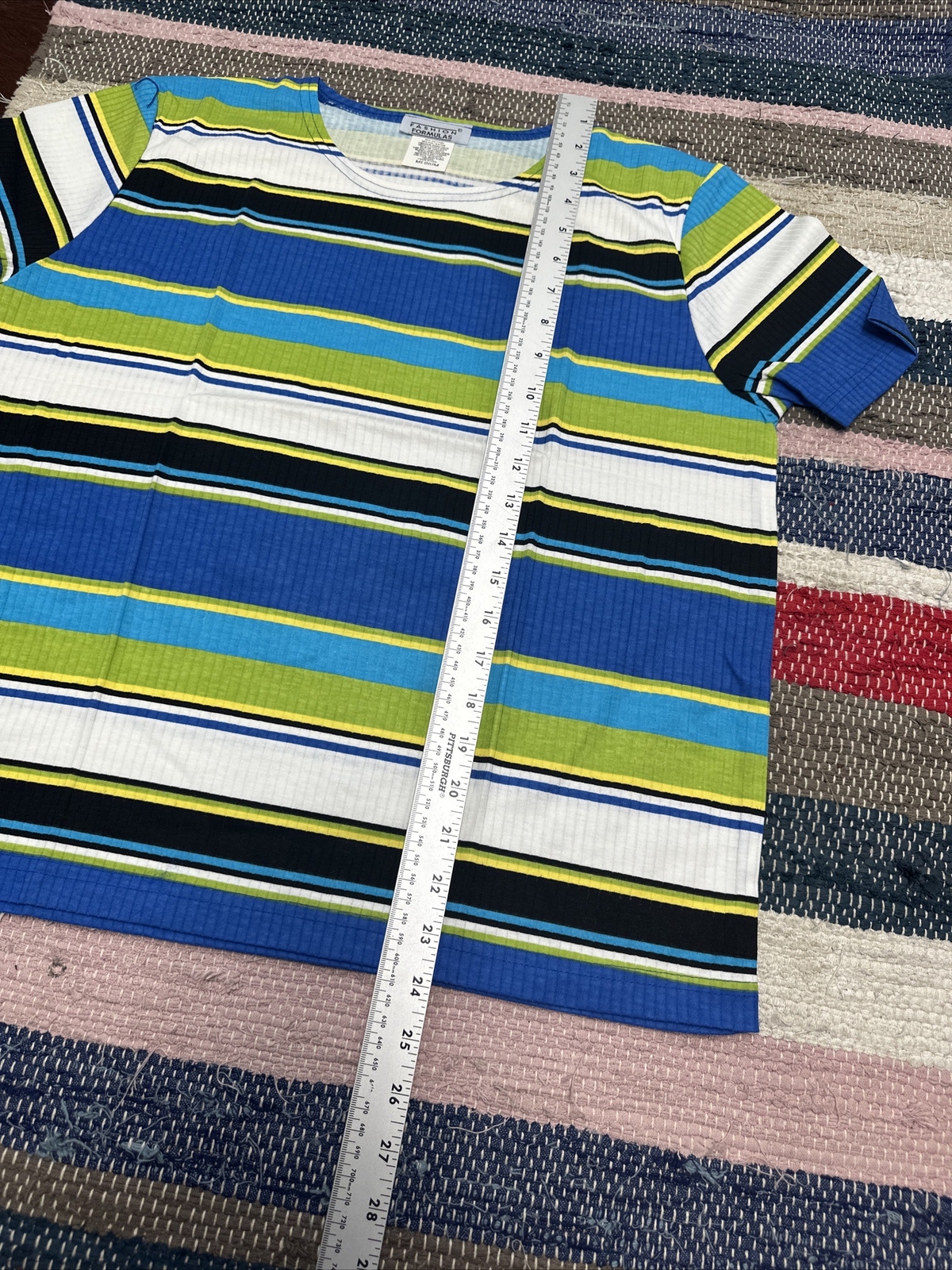 New WOMEN’S VINTAGE Striped Rainbow SHIRT – FASHION FORMULAS – SIZE Medium