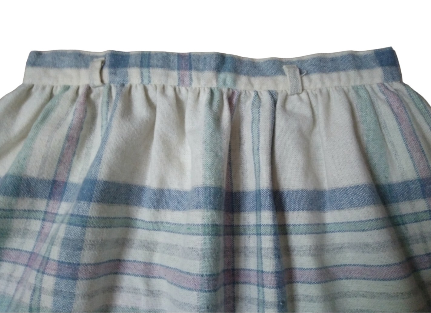Vintage Pretense Cream & Pastel Plaid Wool Skirt