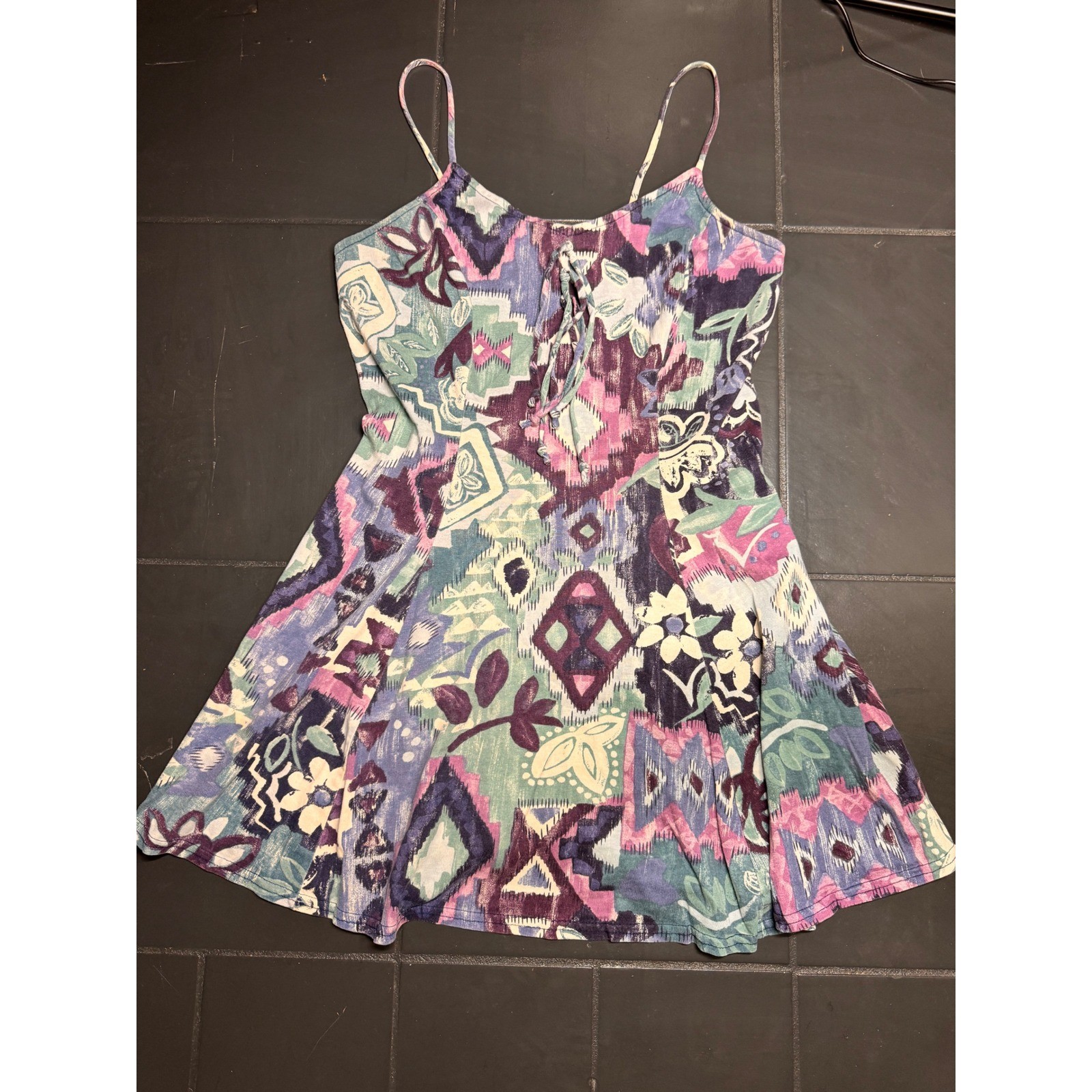 Vintage Zanoni by Jalate Women Medium Cotton Abstract Geometric Mini Dress 90s