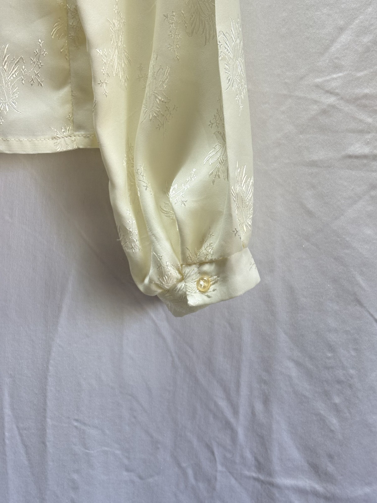 Vintage Ivory Jacquard Blouse Cottagecore Romantic Boho Long Sleeve You Babes