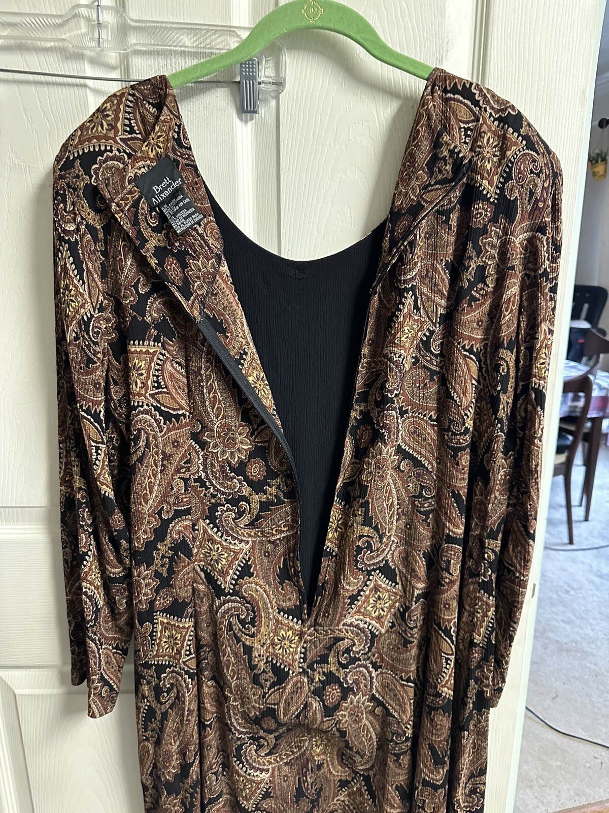 Vnt 90’s Brett Alixander Dress Paisley 11/12 Med Button Up Maxi Witchy Modest