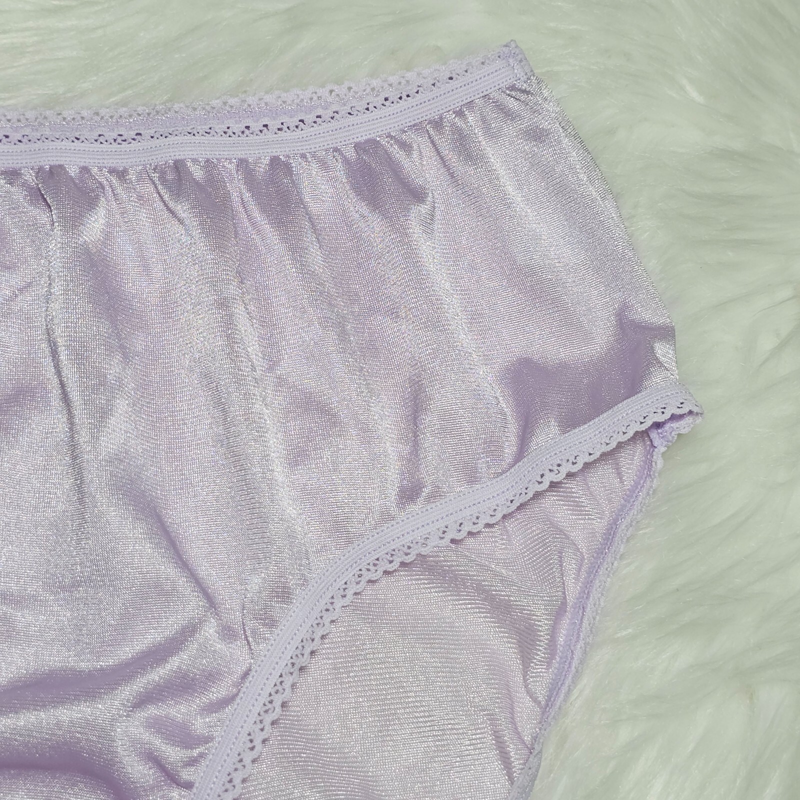 Vintage Silky Purple Panty 100% Nylon Sissy Sheer Brief Size 6-7 Hip 35-39″
