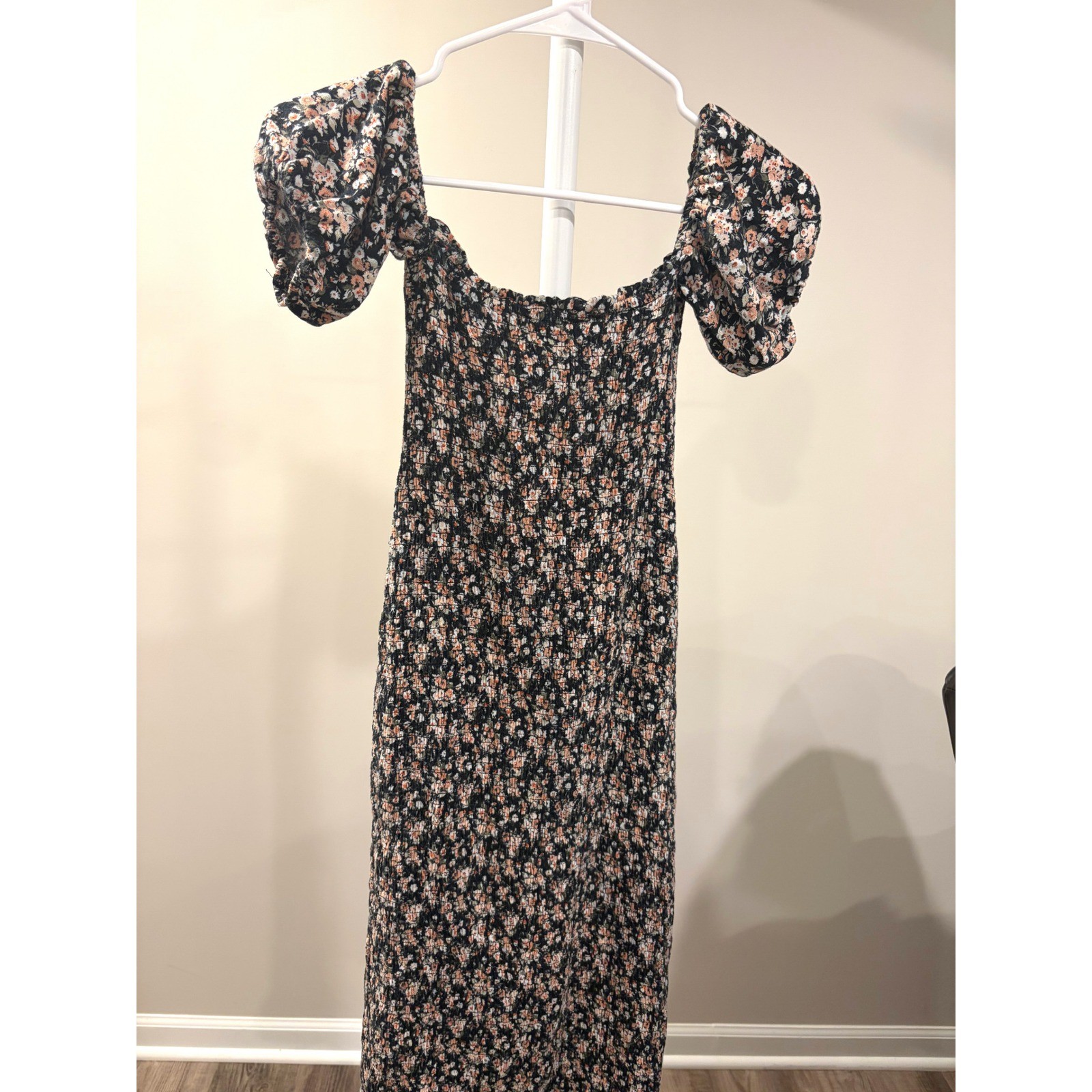 Cottage Coquette Fairy Boho Abercrombie & Fitch Puff Sleeve Dress Black XST